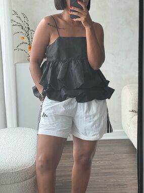 Adidas white and black track short (L)